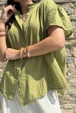 Asher Cap Sleeve Blouse Olive
